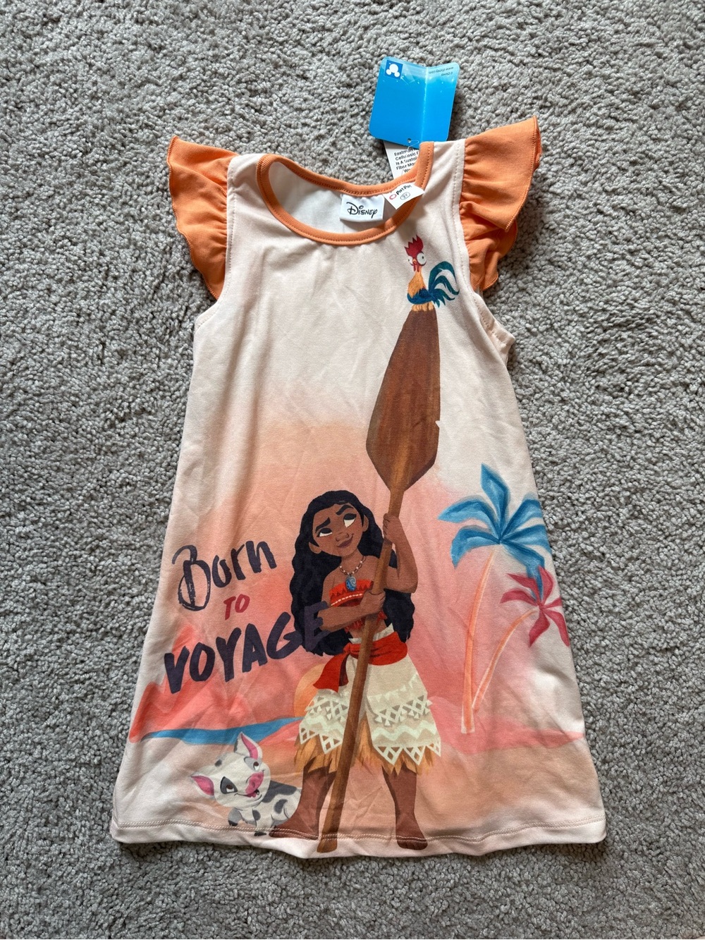 Disney Moana 'Born to Voyage' Girls Dress - Peach & Orange 3T NWT